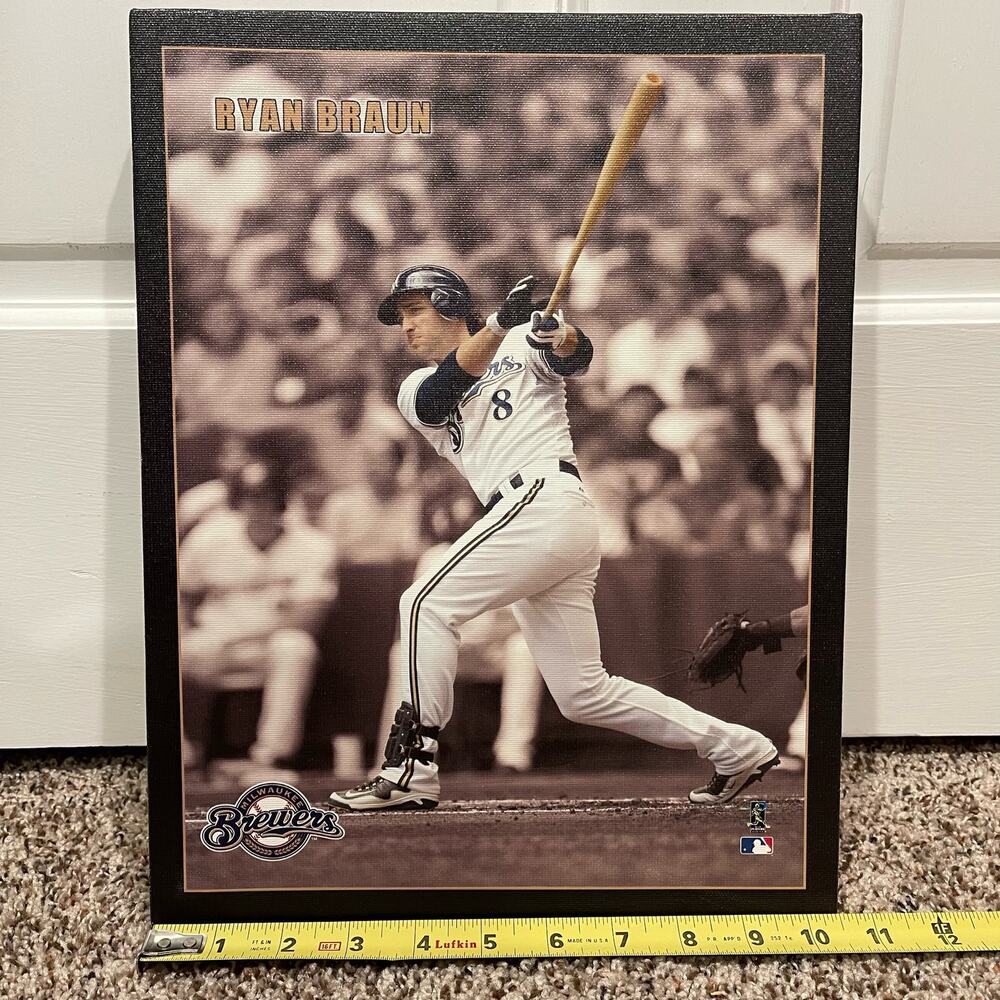 Milwaukee Brewers Ryan Braun #8 Framed Picture 13.5 x 10.5 Inches - Very Good